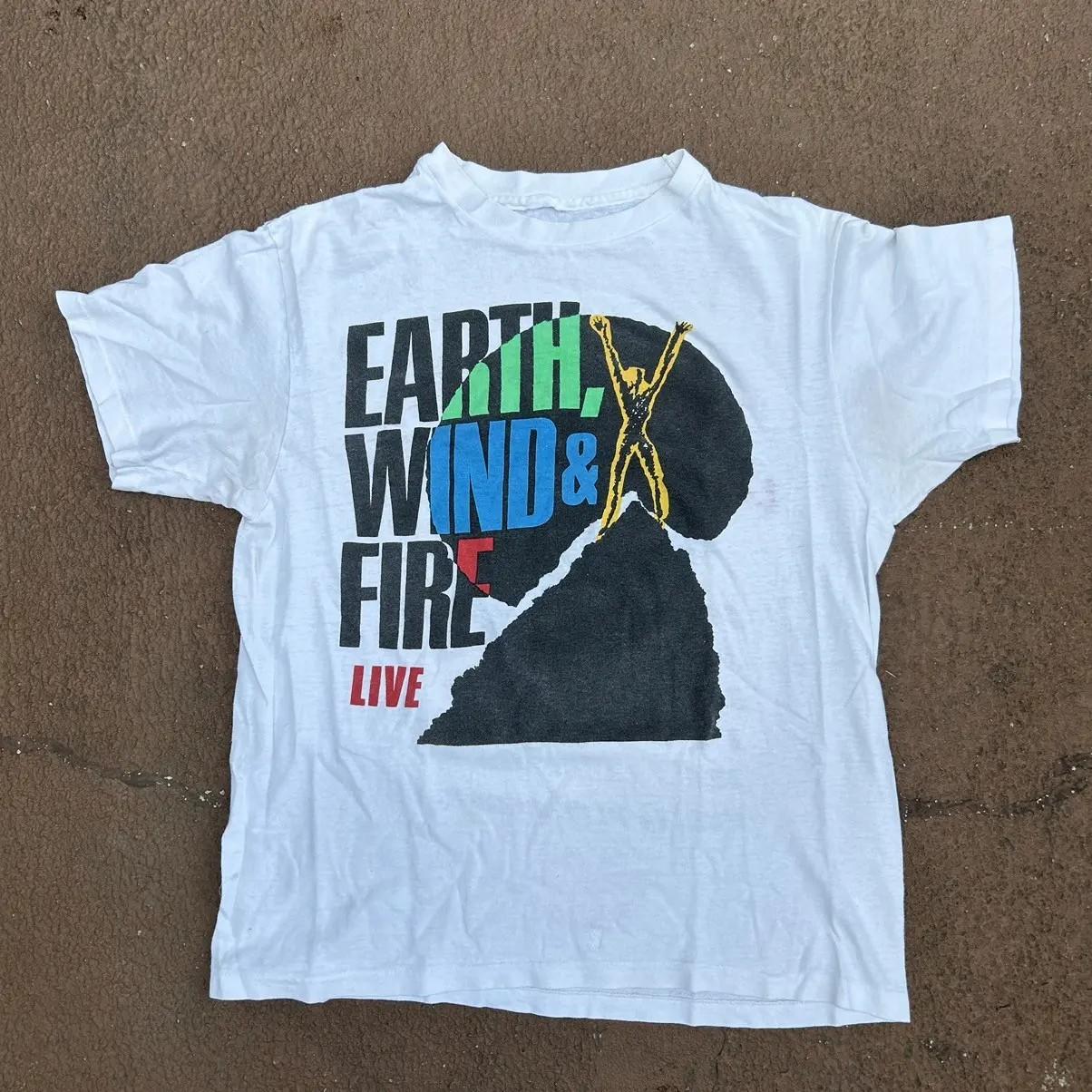 Retro Earth Wind and Fire “Touch the World” White Cotton Unisex T-Shirts HRL479 S
