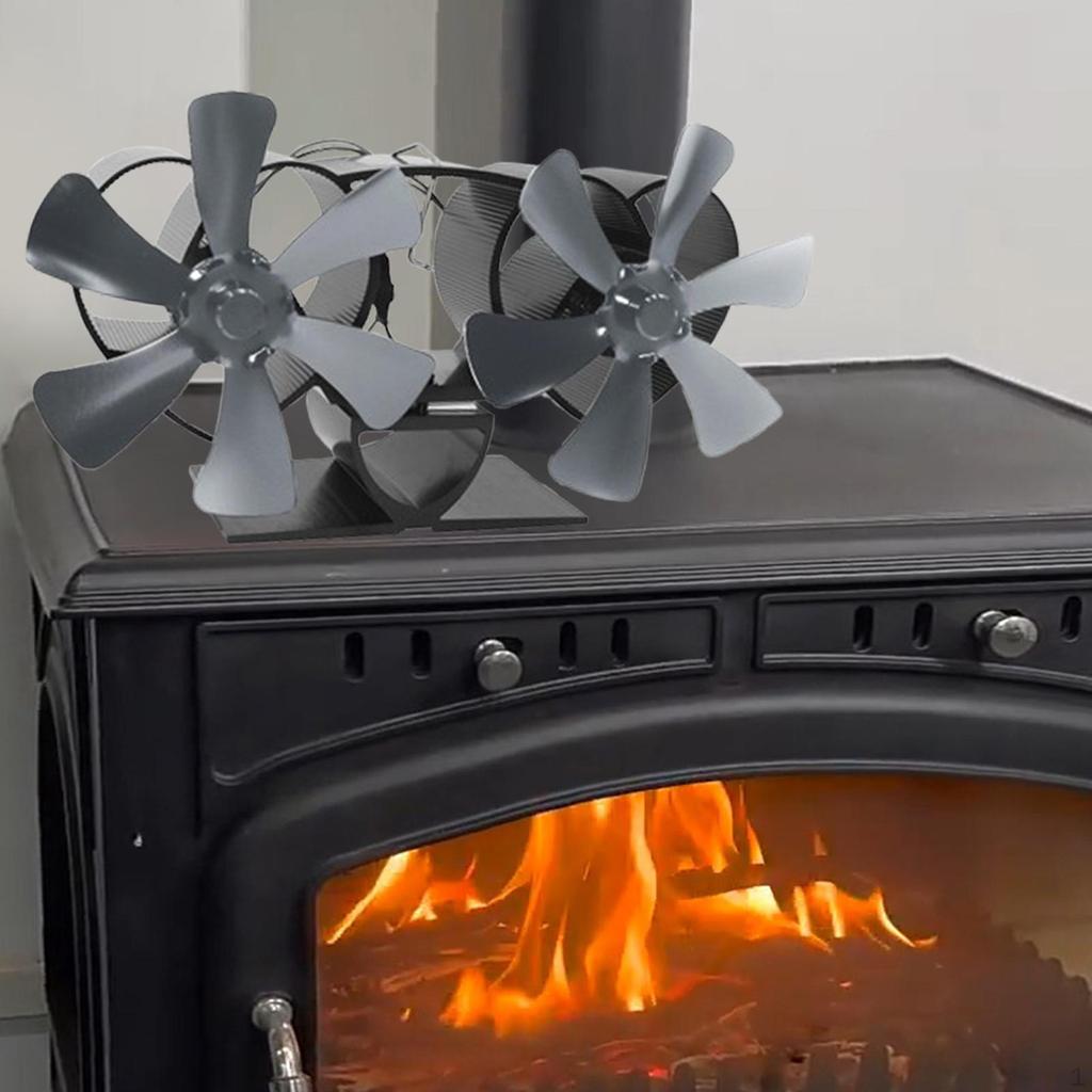 Fireplace Fan 12 Blade Heat Powered Wood Furnace for Combustion House
