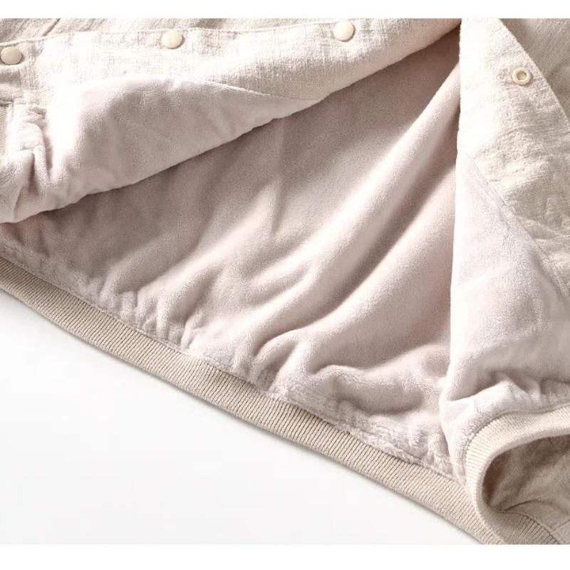 Herbst- und Winterwarmer Herrenmantel Täglich Lässige Fleecejacken für Herren Umlegekragen Baumwolle Leinen Knopf Verdicken Lockerer Mantel