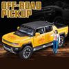 1:24 Hummer EV Pickup Alloy New Energy Car Model Cast Metal Off-road Vehicle Car Model Simulation Sound and Light Children's Gift Convertible Pickup