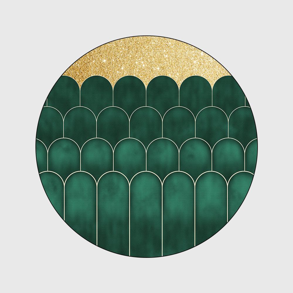 Phnom Penh Dunkelgrünes geometrisches Muster Kreis Teppich Teppich Home Teppich Teppich Wohnzimmer Bodenmatte Teppich im Schlafzimmer Runder Teppich
