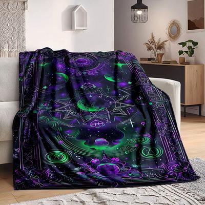 1pc Cosmic Mandala Blanket, Lightweight Flannel Throw Blanket for Sofa, Bed, Travel, Camping, Living Room, Office, Couch063