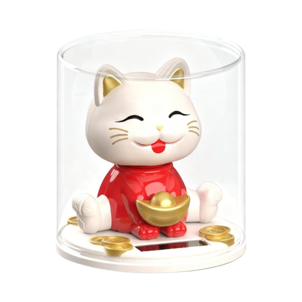 

1pcs Solar Cat Figurine Lucky Waving Maneki Neko Car Dashboard Decoration Home Desk Ornament Fortune Gift Display Accessories