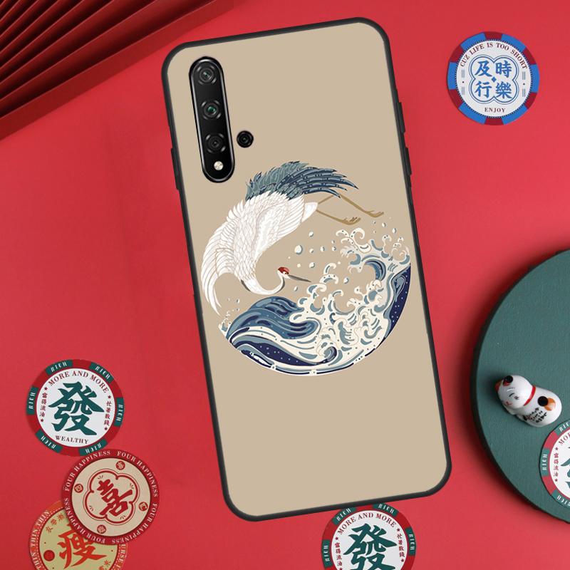 Art Crane Waves For Huawei Nova Y60 Y70 Y90 Y72 Y73 Y61 Y91 7i 8i 11i 12i 12s 9 10 SE P20 P30 P40 Lite Case