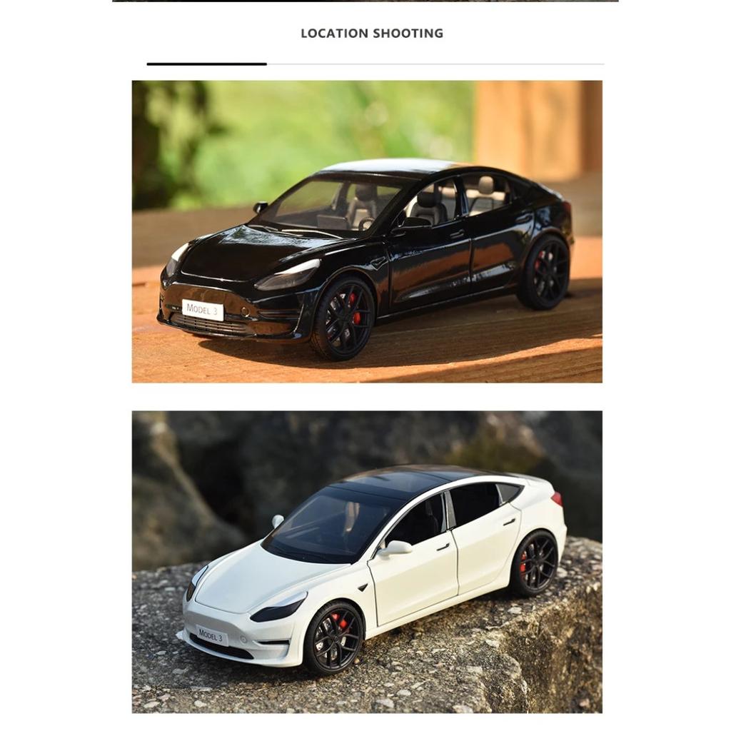 1/24 Tesla Model 3 Alloy Die Cast Car Model Simulation Sound and Light Children's Toy Car Gift Collection Boy Game Vehicle