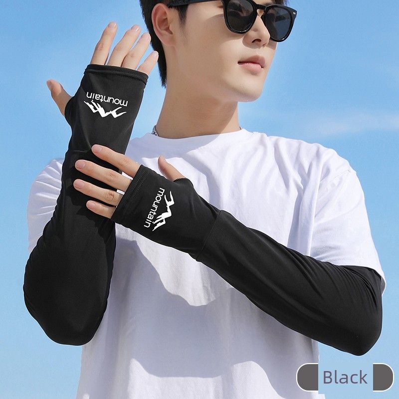 

Summer Men Sun-Proof Ice Sleeve New Arrival Loose Viscose Fiber Oversleeve Outdoor UV-Proof Sleeves Long Widened Oversleeve Lengthened bold [1 pair] dazzling black All yards