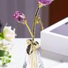 Crystal Rose Sculpture with Vase Collectible Flower Ornament Wedding Anniversary Gift for Home Decoration Accent
