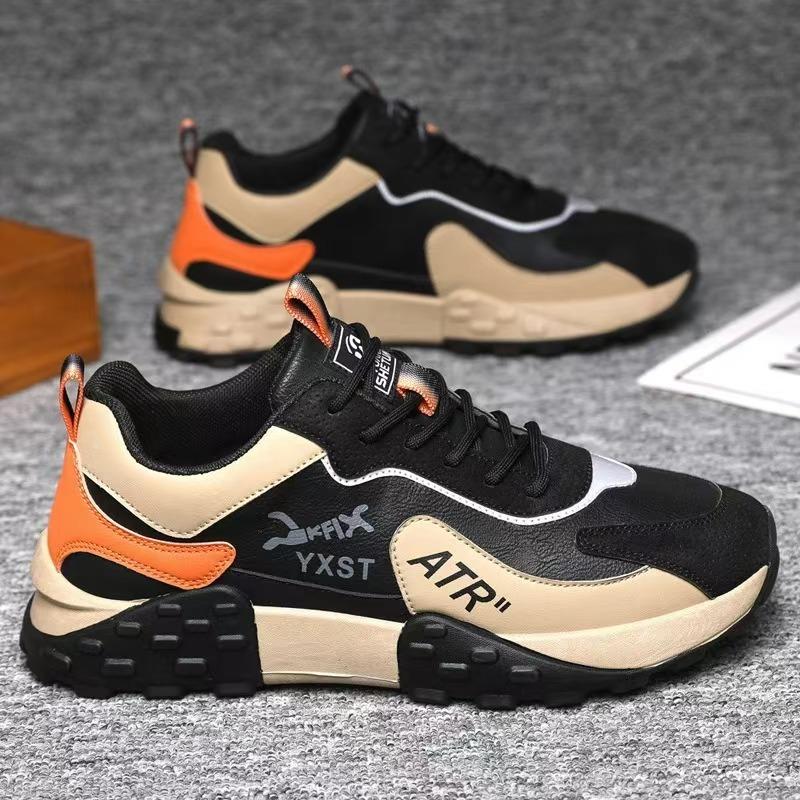 New trendy men's sports shoes breathable and versatile leather surface soft sole thickened casual shoes men's shoes casual shoes