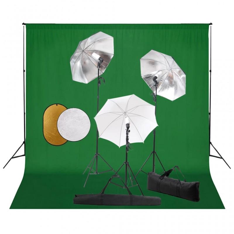 Day and Night - Day and Night Photo Studio Kit with Lamps, Umbrellas, Background and Reflector