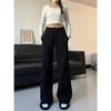 American Style Women's High-Waist Grey Joggers - Slimming, Versatile, Micro Flare Sweatpants for Spring and Autumn