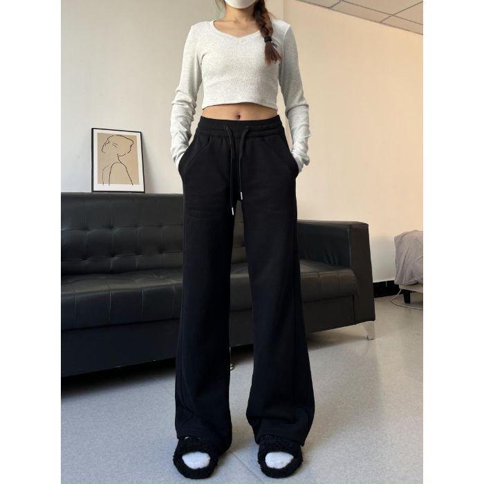 American Style Women's High-Waist Grey Joggers - Slimming, Versatile, Micro Flare Sweatpants for Spring and Autumn