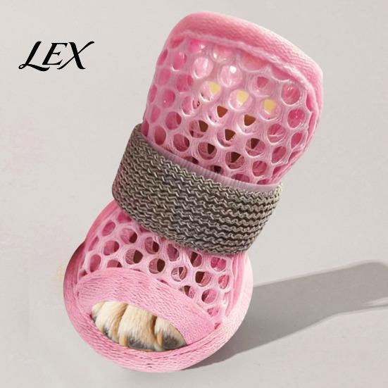 Scarpe da Gatto Impermeabili 4 Pezzi per Asfalto Caldo, Stivali Traspiranti in Rete, Protezioni Resistenti per Zampe Estive per Escursionismo con Antiscivolo