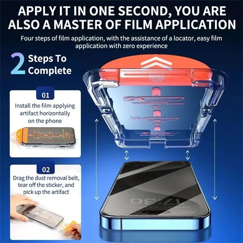 3 Stück gehärtetes Glas mit Blickschutz für iPhone17 16 15 14 13 12 11 pro max mini plus xs x Displayschutzfolie Anti-Spion staubfreie Installation