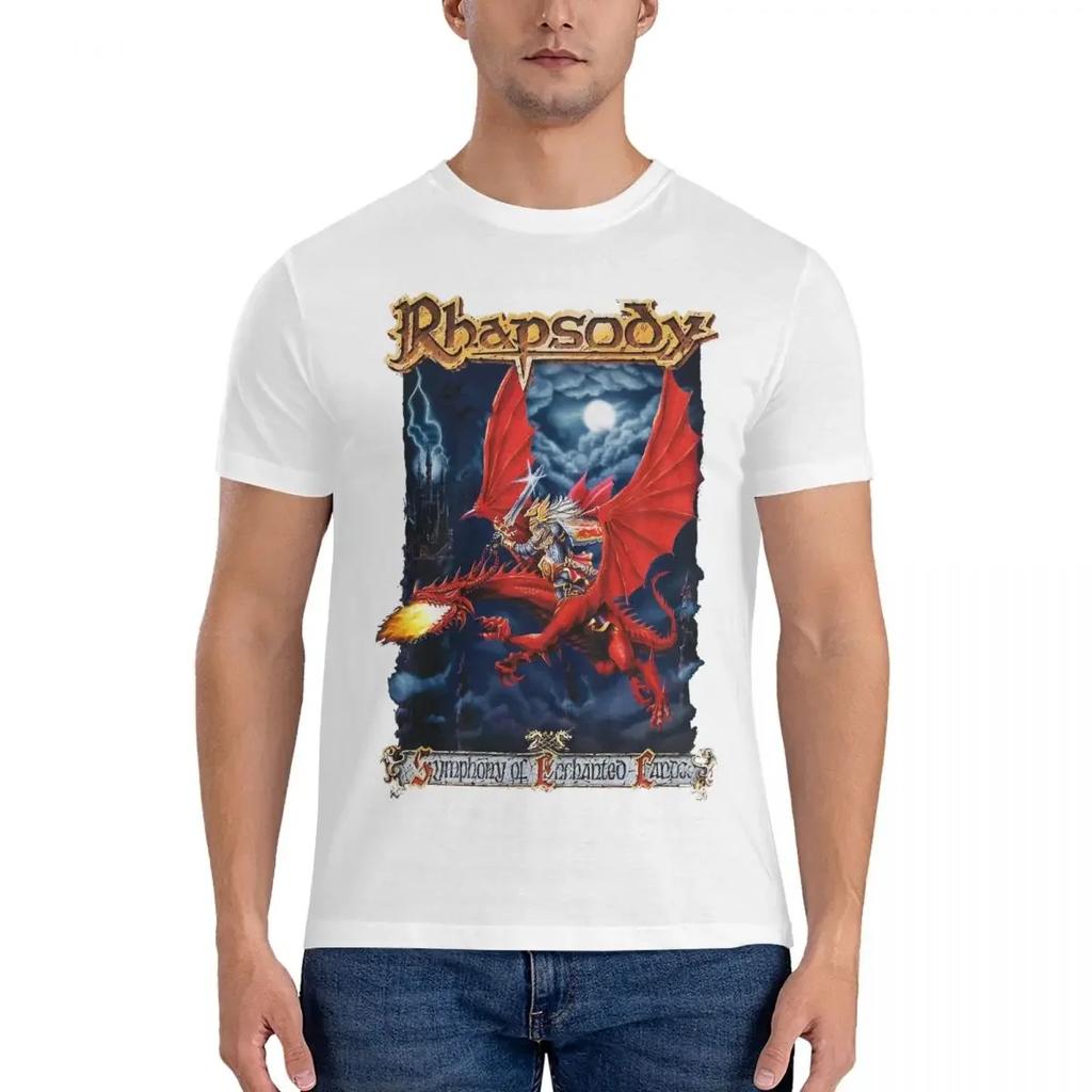 New Fashion Men's T-Shirt Rhapsody Symphony Of Lands Awesome Pure Cotton Tee Shirt Short Sleeve S-SABATONS Band Round Collar