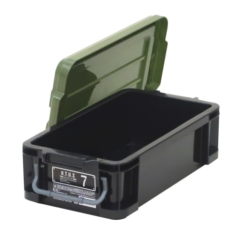JEJ Astage Storage Box, X Series NT Box #7, Black Green, Disaster Preparedness, 8.7 x 13.2 x 4.7 inches (20 x 34 x 11 cm), Made in Japan, Stackable