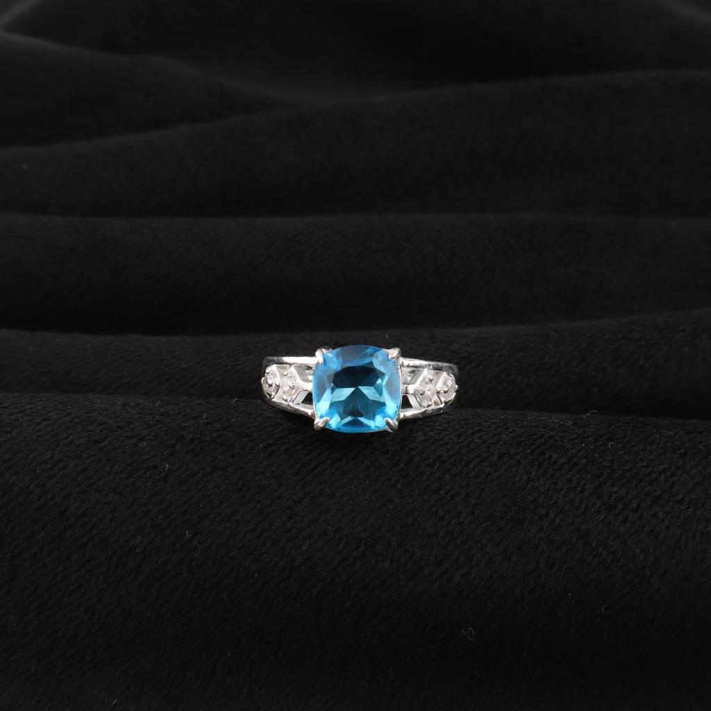 Swiss Blue Topaz Gemstone 925 Sterling Silver Jewelry Zircon Ring For Her CZR-15-8