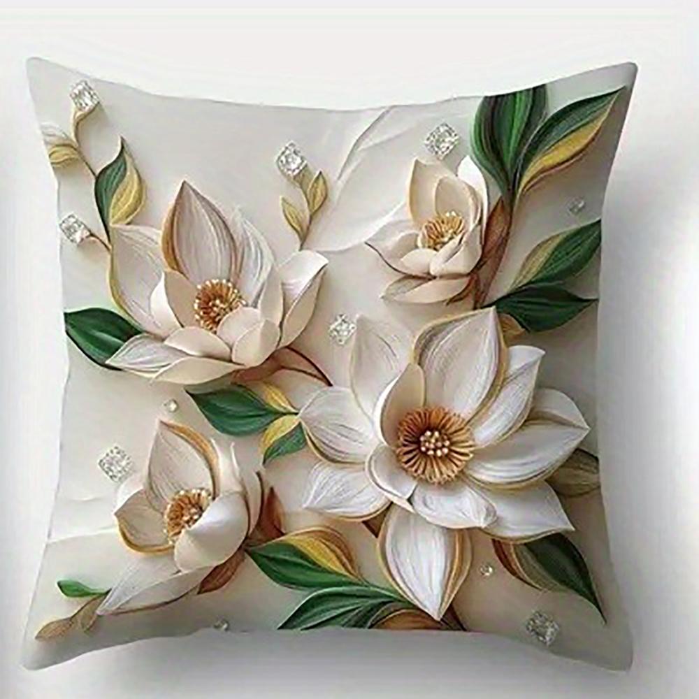 Floral Art Cushion CoverBedroom Sofa Decorative Cushion Cover With Zipper Soft Cushion Cover