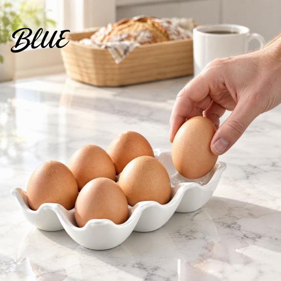 Egg Protector Tray Modern Kitchen Independent Grooves Tray 6 3D Printed Wavy Edge Holder Design