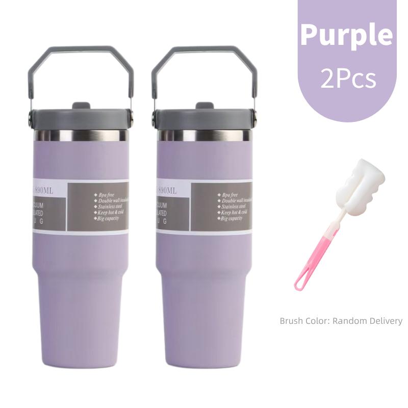 Tazza da Auto Portatile da 30 oz ad Alta Capacità, Tazza Termica in Acciaio Inossidabile con Cannuccia e Manico, Borraccia da Viaggio Sportiva, Termos