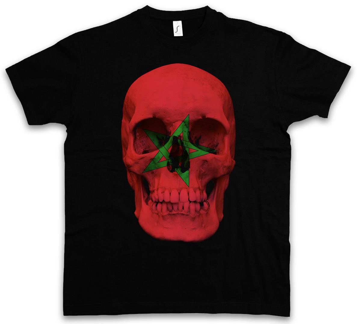 CLASSIC MOROCCO SKULL FLAG T-Shirt Mens Womens Tees Top - Schädel Banner Fahne Marokko 2XL