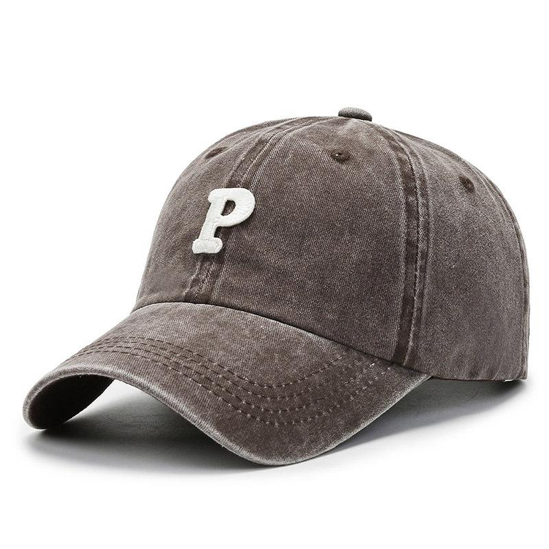 New Version of High-quality Patch P Letter Baseball Cap Spring and Autumn Versatile Cap Curved Brim Washing Cap Sun Protection Cap