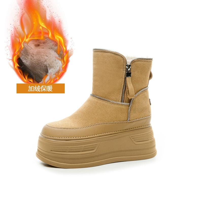 Snow Boots Women's 2025 Season New Thick-soled Inner Height Increase Small Short Boots Cold-proof and Hairy Casual Warm Women's Boots