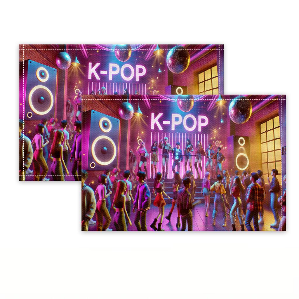 

Vibrant K-Pop Concert Placemats Set Of 2 Music Party Table Mats For Teen Room Decor And Kpop Fans Gift 4Pcs-30X45cm(12X18in