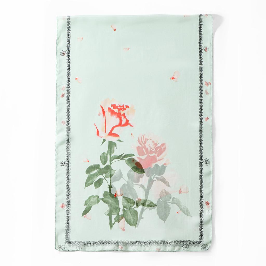 New Qiaoqisha Silk Scarf Women In Spring Summer Autumn Flower Printed Sunscreen Winter Versatile Fashion Color Long