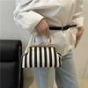 Retro Gestreifte Schultertaschen für Damen Lässig Einfach Damen Phe Umhängetasche Muschel Tasche Kontrastfarbe Damen Ketten Handtaschen Geldbörse