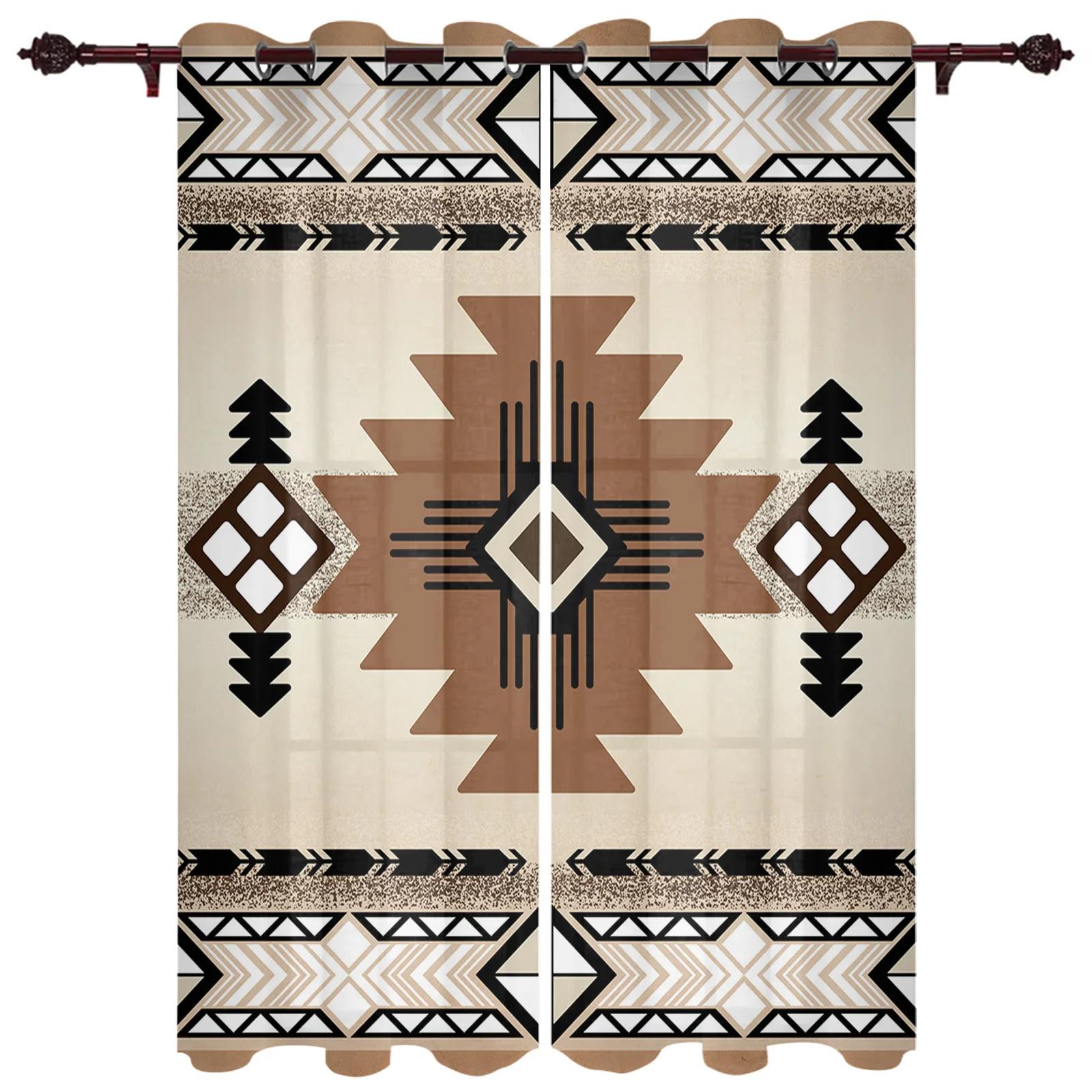 

2 шт. Бохо Племенной Тотем оконные шторы Современные европейские шторы для спальни гостиной фоновые шторы W60xH100(CM)x2pcs&Rod Pocket