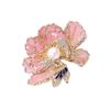 Stylish Women's Peony Brooch Pin In Vibranting Color with Pearls Accent Portable for Parties Supplies and Formal Event