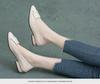 Women's Soft Leather Pointed-Toe Flats with Thick Heel, Versatile for Spring & Autumn