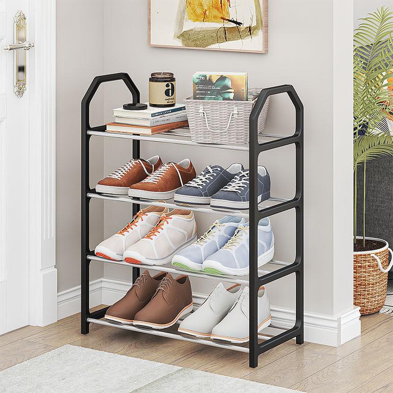 4-Tier Plastic Shoe Rack Entryway Dorm Room Storage Modern Minimalist Floor Standing Organizer With Seat