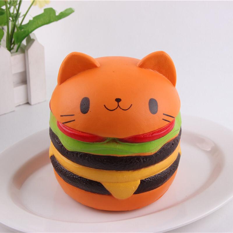 Koci Hamburger Squishy Zabawka z Powolnym Odbiciem Miękki Materiał PU Do Redukcji Stresu i Jako Prezent