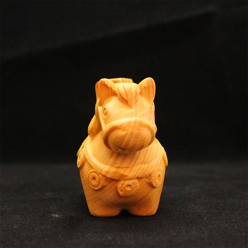 Mini Wood Carving Horse Figurine Lucky Wealth Horse Sculpture Cute Animal Ornament Feng Shui Home Office Decor New Year Gift