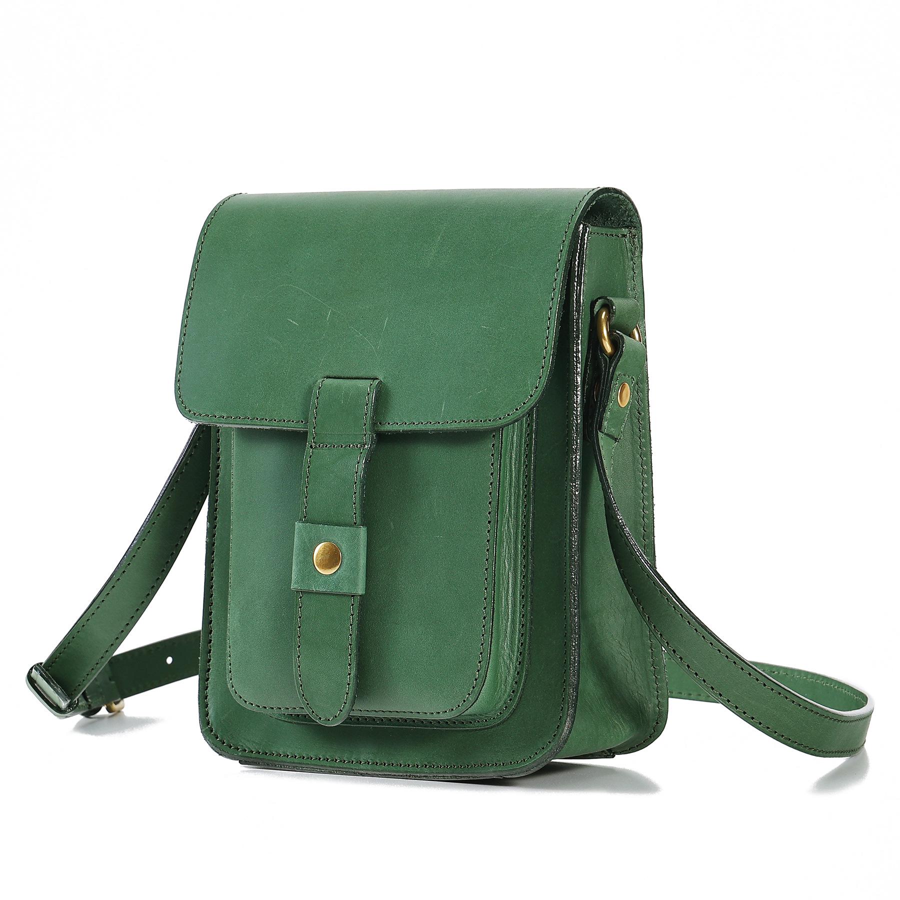 

Women s Classic Vegetable Tanned Leather Retro Minimalist Small Square Flap Shoulder & Crossbody Bag