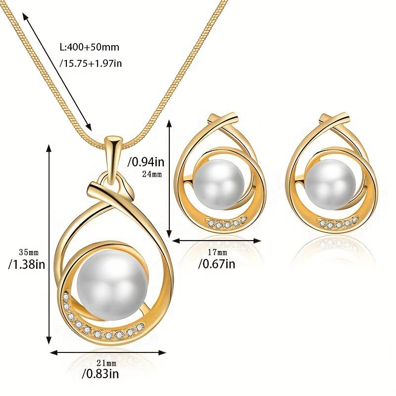 Water Drop-shaped Faux Pearl Necklace and Earring Jewelry Set, Unisex Accessories Suitable for Men and Women, Gift Accessory