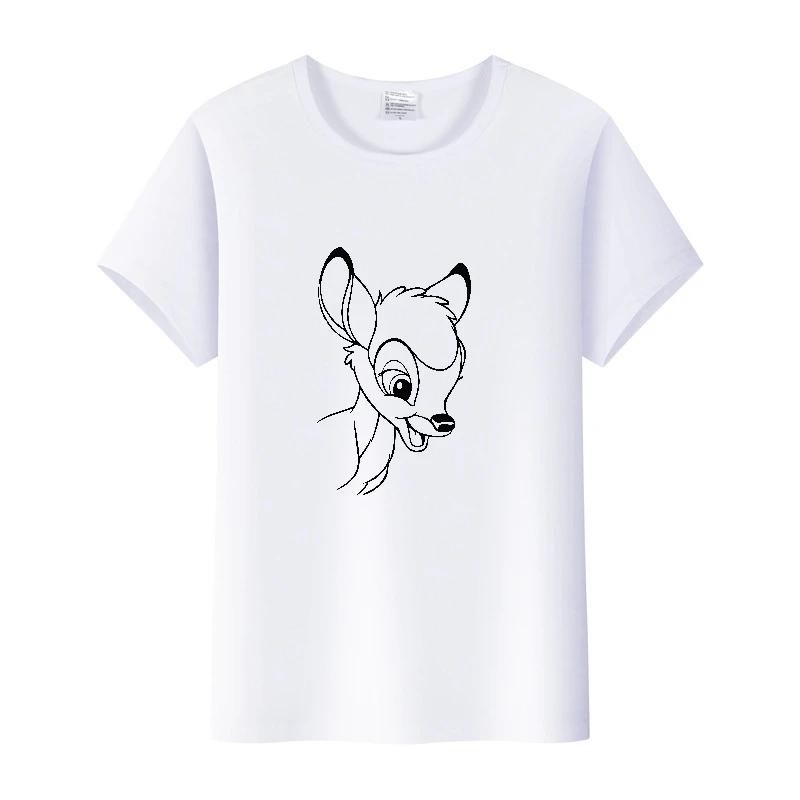 Casual Clothes for Blouse Cartoon Bambi T-shirts 2024 Summer Crop Tops Loose Harajuku Short Sleeve Tshirts Unisex