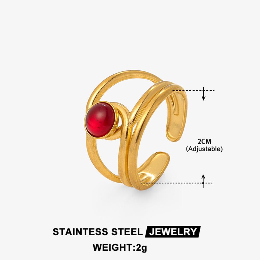 Boho Mehrfarbiger Türkis Edelstahl Offener Ring, Umweltfreundlich & Lichtecht, Schlichtes Titanstahl Design für Damen