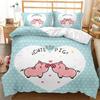Cozy 2/3 Comfortable Down Quilt Cover & Pillow Cover Bedding - Fashionable Cute Cartoon Cat Print for Kids' Rooms