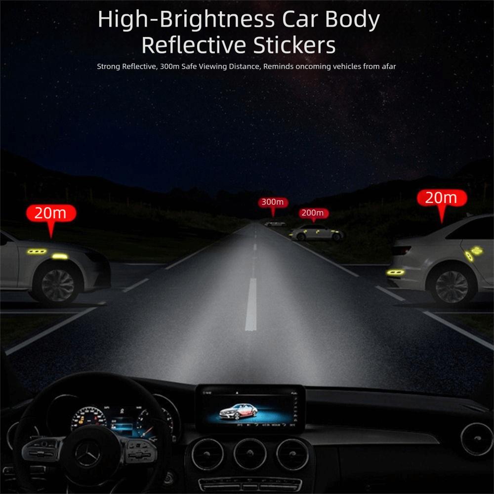 8Pcs/Set Carbon Fiber Car Handle Protector Self-Adhesive Anti-Scratch Car Door Guard Easy To Install Reflective