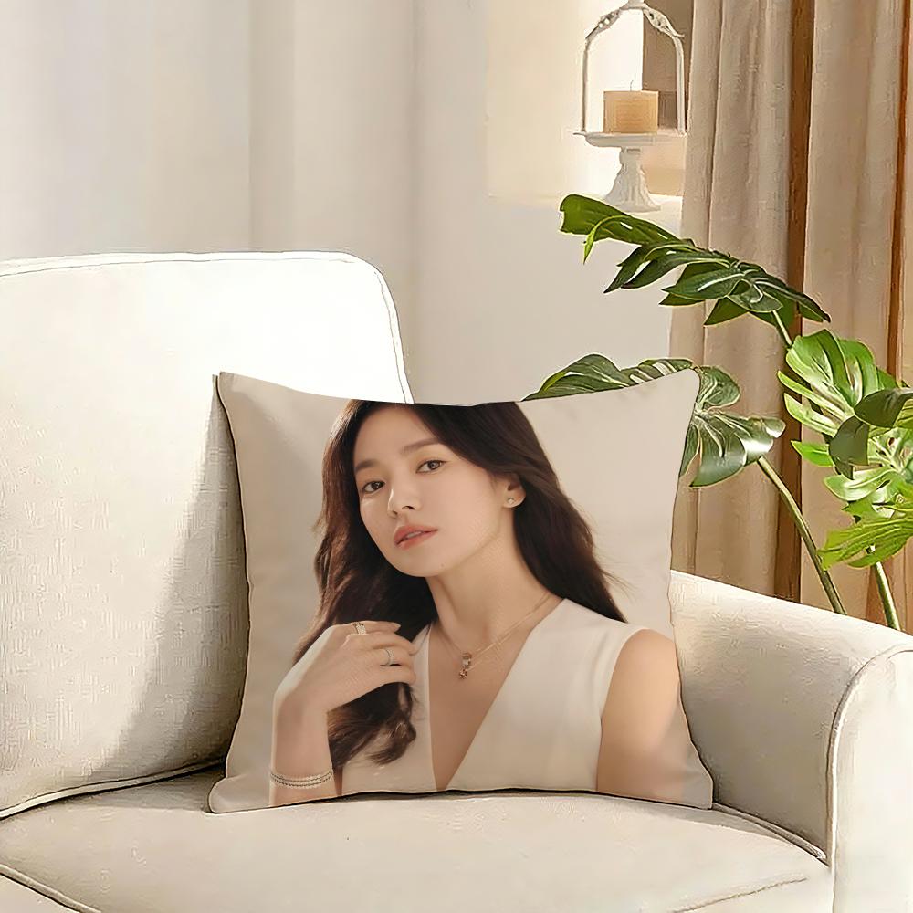 Song Hye Kyo Cushion Cover Reversible Plush Pillow Cover Soft Fluffy Home Decor for Sofa Bedroom