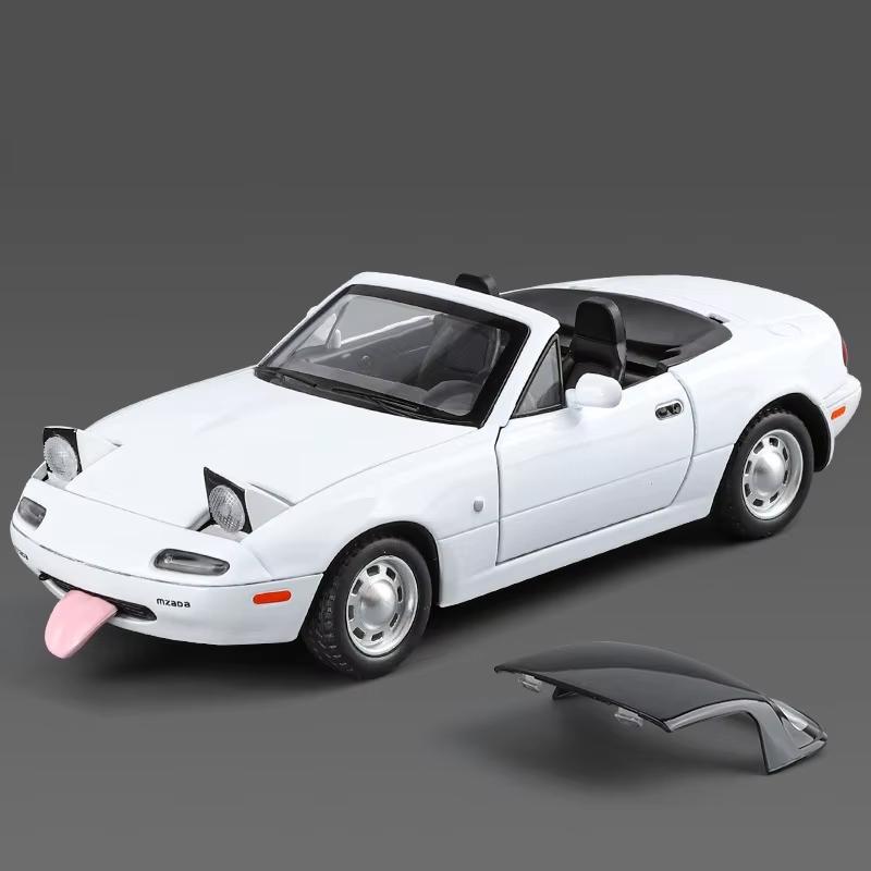 New 1/24 Mazda Miata MX5 Convertible Sports Car Toy Car Model Die-cast Alloy Metal Miniature Vehicle Model Sound and Light Collection Gift for Boys