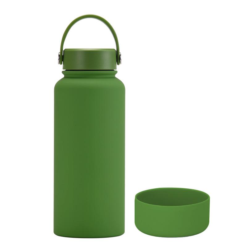 1L Large-Capacity Thermos Cup With Non-Slip Bottom, Portable Outdoor Sports Kettle, Frosted Water Cup