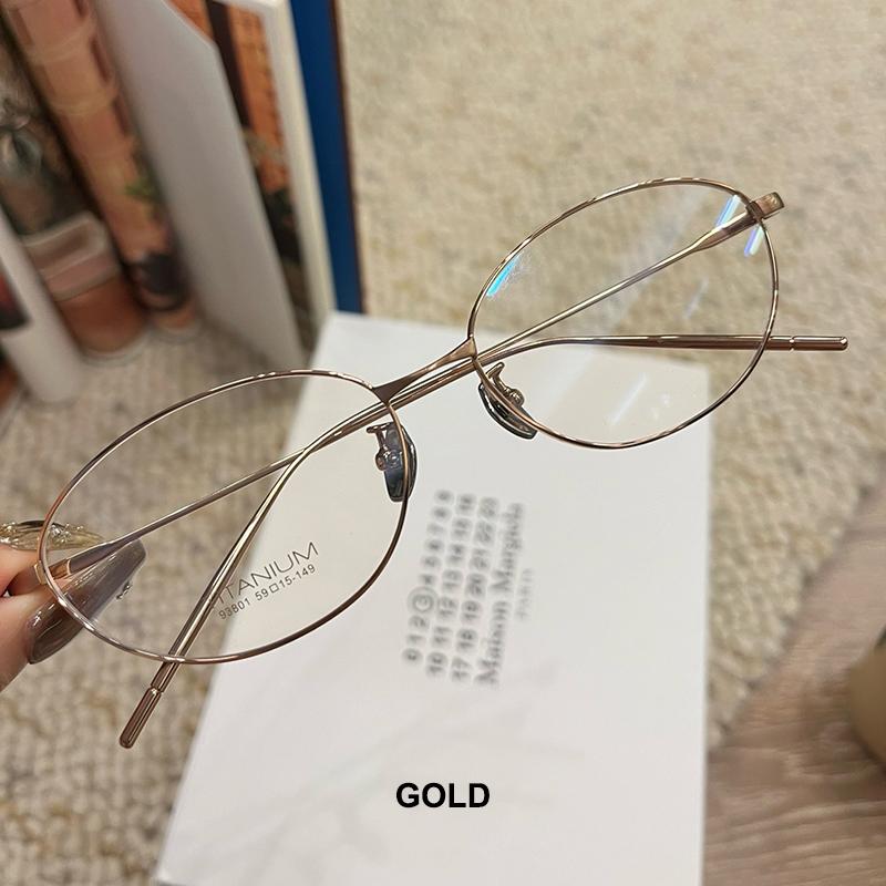 

Luxury Vintage Fashion Titanium Glasses Frames Women s Casual Silver-Wire Eyeglasses Retro Versatile Eyewear золотой