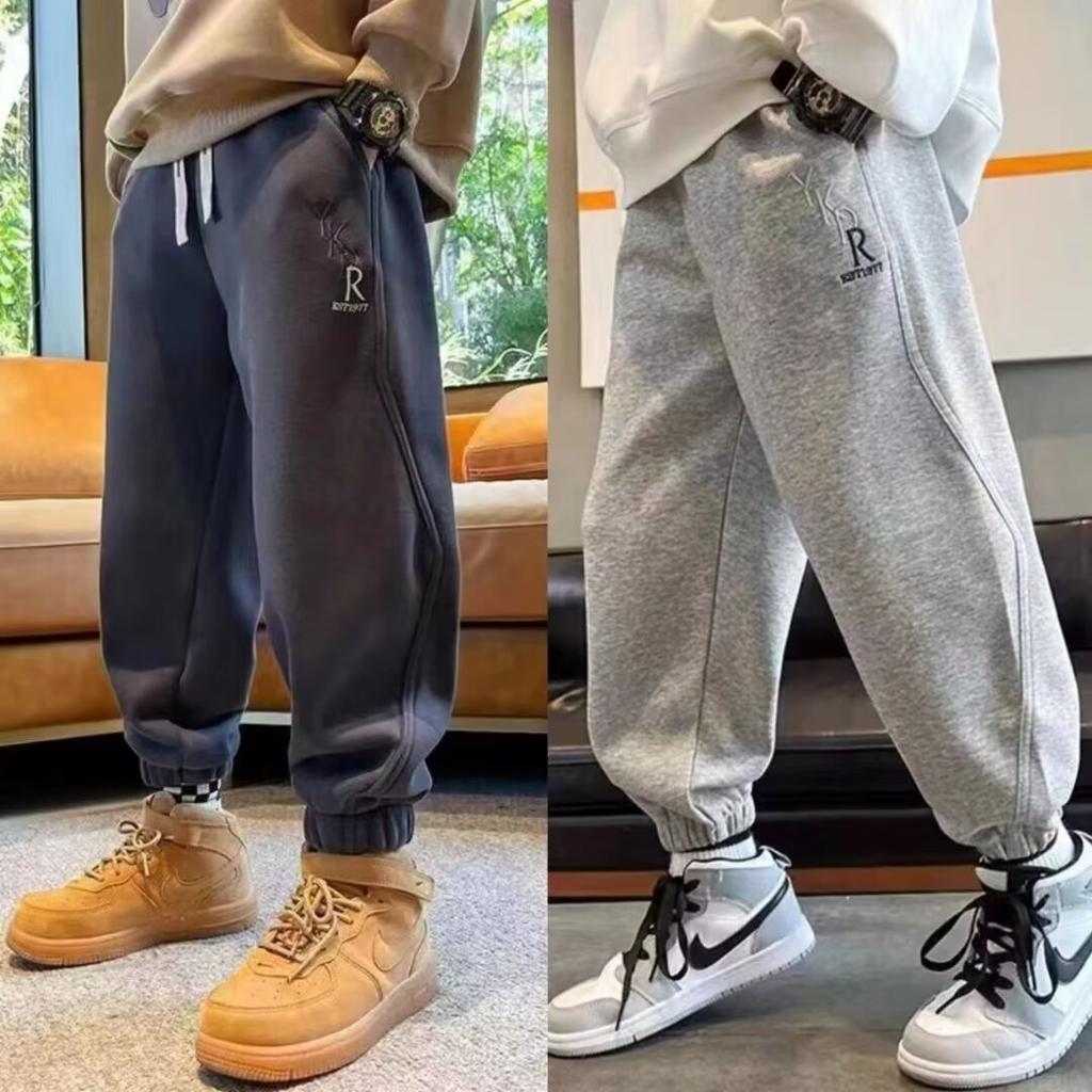 Boys' Spring and Summer Autumn Pants Children and Teens Pants Thin Children's Sports Straight Pants Trendy Three-Bar Pants Trendy