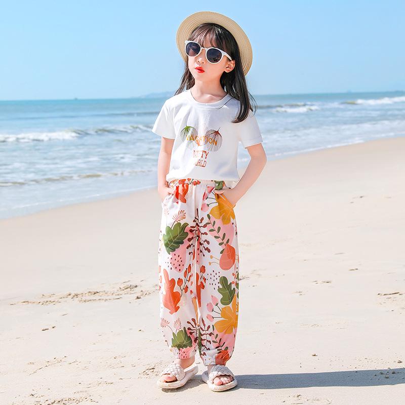 2025 Lato Strój Rodzic-Dziecko: Zestaw długich spodni Matka-Syn/Córka dla trzech/czterech osób