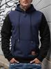 Men's Color Block Hooded Sweatshirt: Versatile Multi-color Patchwork Pullover for Autumn/Winter 2025