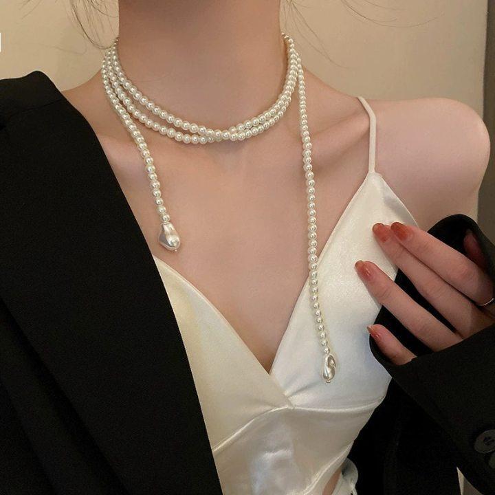 Elegant Geometric Pearl Necklace For Women With Electroplated Finish Summer Accessory