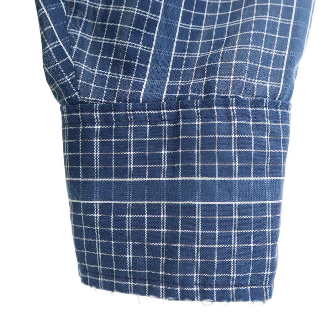 VAN HEUSEN 70s 80s Vintage Collar Stuffers Check Pattern Long sleeve shirt Men's Used